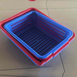 Square Screen Rectangular Plastic Square Screen Sorting Distribution Basket Plastic Basket Vegetable Basket Kitchen Storage Basket Fruit Drainage Basket Blue 406 * 312 * 118mm
