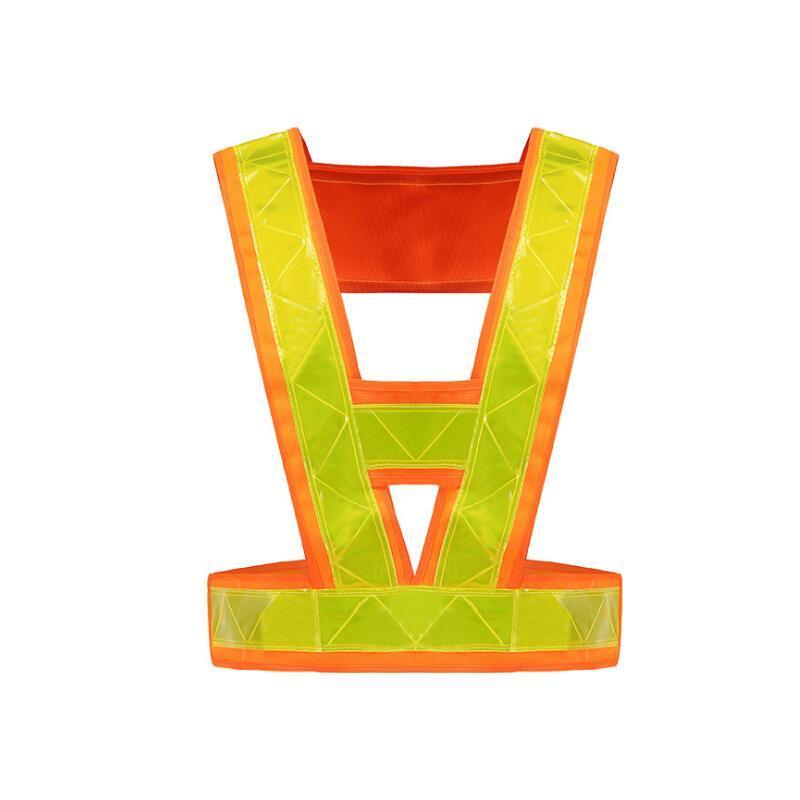 15 Pieces Fluorescent Orange Reflective Vest Warp Knitted Fabric Thickened Reflective Lattice