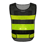 Reflective Vest Shoulder Velcro Black Net Yellow Stripe Reflective Vest Night Running Riding Traffic Warning Backpack Suit Reflective Strip