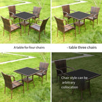 Outdoor Table And Chair Rattan Chair Outdoor Rattan High Back Armchair (2 Chairs 1 Table 60 CM Round Transparent Table) Brown Coffee Color