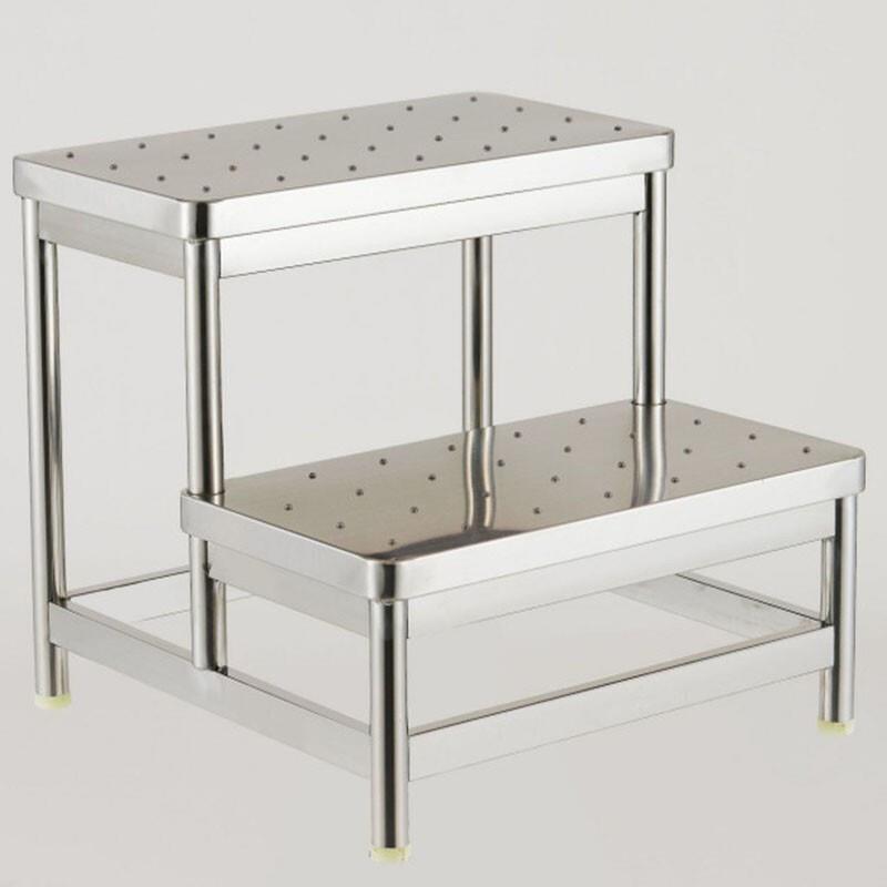 Climbing Stool Double Layer Stainless Steel Height 50cm Width 60cm Upper Width 25cm Lower Width 50cm