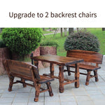 Outdoor Balcony Table And Chair Solid Wood Tea Leisure Three Piece Set Courtyard Carbonized Anticorrosive Wood Table And Chair Combination Length 120cm