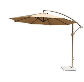 Umbrella Outdoor Courtyard Sunshade Large Sun Advertising Stall Beach Activity Umbrella Off White Iron Single Top 2.7m With 70 Catty Marble Base