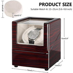 CHIYODA Watch Winder Deluxe Piano Baking Varnished Handmade Wooden Watch Box With Quiet Mabuchi Motor And 12 Rotation Modes, LCD Digital Display