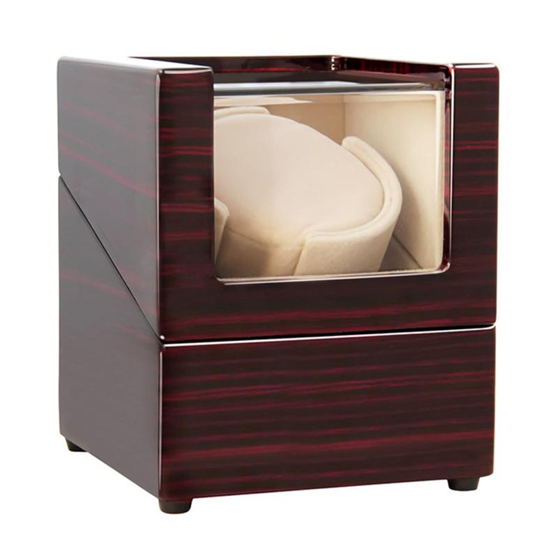 CHIYODA Watch Winder Deluxe Piano Baking Varnished Handmade Wooden Watch Box With Quiet Mabuchi Motor And 12 Rotation Modes, LCD Digital Display