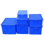 Turnover Box Plastic Parts Box Material Storage Box Finishing Box Accessories Box Rubber Frame Hardware Tool Box Rectangular Box Blue With Cover