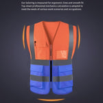 6 Pieces Highly Visibility Original Safety Vest with 4 Highly Reflective Strips Safety Zipper Breathable Fabric for Outdoor Work Jogging Sports - Orange + Blue