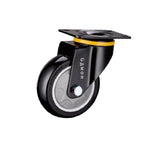 4Pcs 5-Inch Plate Swivel Casters Medium Duty Black Polyurethane (PU) Caster Universal Wheel - 4Pcs