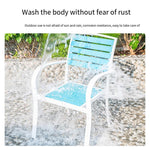 Outdoor Plastic Wood Balcony Table And Chair Combination Outdoor Courtyard Leisure Table And Chair Rope Back Chair (straight) * 4 + Plastic Wood