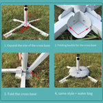 Outdoor Sun Umbrella Base Water Injection Tripod Folding Beach 30 Kg Loading Sand Fork Cross Cast Iron Four Leg Base 20L Water Injection Base (thickened Red)