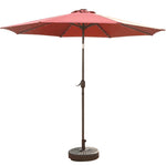 Outdoor Sunshade Umbrella Terrace Garden Solar Lamp Stall Large Sun Courtyard Iron Straight Rod Single Top Khaki + Water Seat