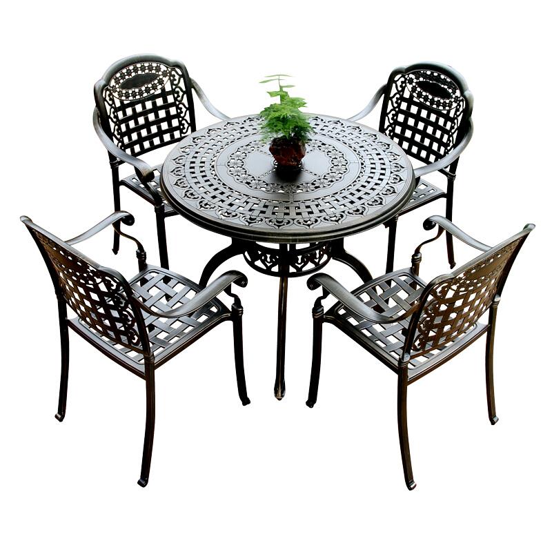 Outdoor Table And Chair Courtyard Furniture Cast Aluminum Leisure Balcony Terrace Villa Sunshine Room Iron Umbrella Combination Five Piece Set